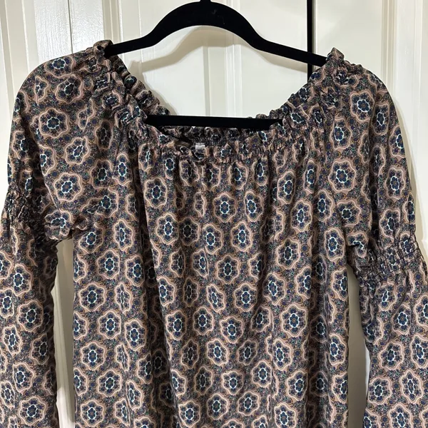 Gilli Made In America Brown Boho Dress Sz Medium. Poetic Sleeves. Cottage Core. - Image 2