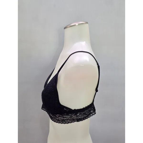 CK Black Romantic Boudoir Bridal Cottage Lingerie Feminine Floral Lace Bra Large - Image 3