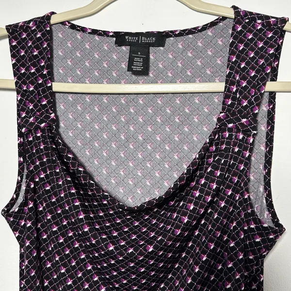 White House Black Market Sleeveless Cowl Neck Geometric Print Tank Top Small‎ - Image 3