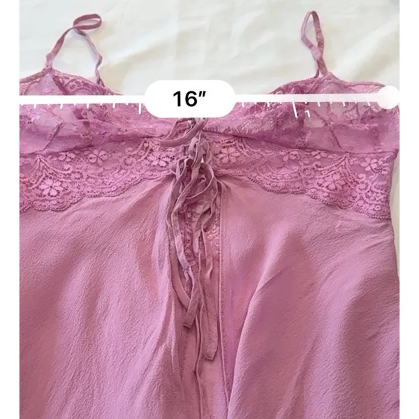 Victoria's Secret Lace Trim Camisole Nightgown Pink Silk Y2K Vintage XS - Image 11