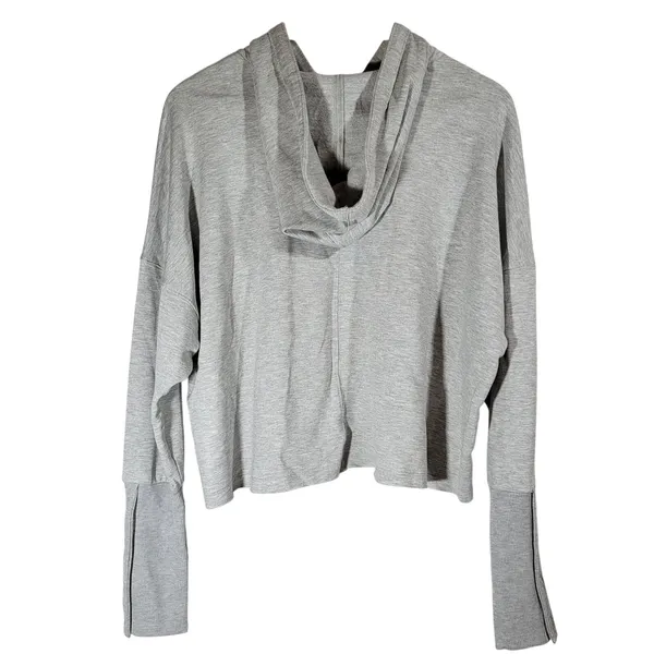 Nike Yoga‎ Women's Dri-Fit Gray Cropped Hoodie Sweatshirt Training XL - Image 2