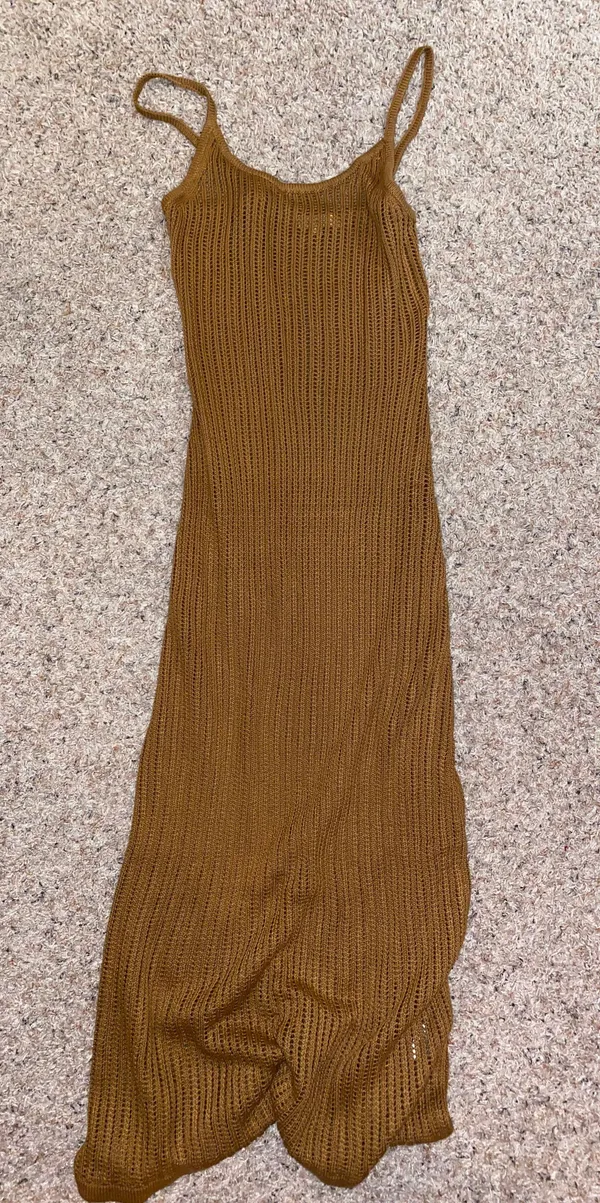 Verge Girl Brown Crochet Maxi Dress - Image 2