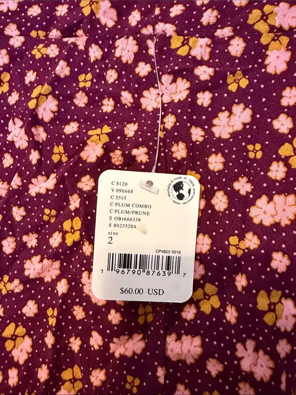 Free People IRL Floral Mini‎ Slip Skirt Y2K 90's Style Size 2 In Plum Combo Nwt - Image 5