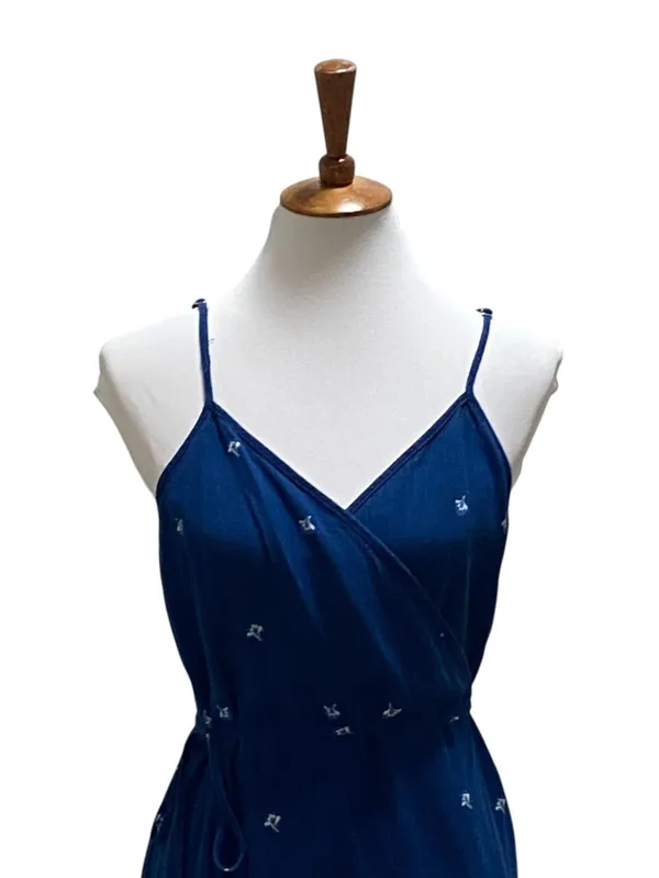 Universal Thread Midi Floral Wrap Dress Blue Size XL Vacation Beach Coastal Boho - Image 6