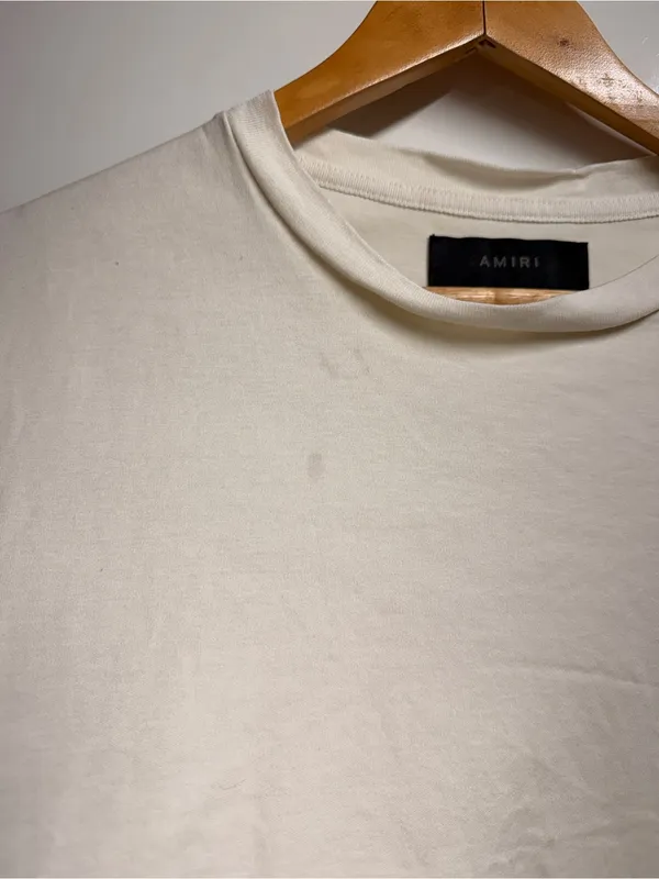 Amiri cropped core logo cotton t-shirt 100% cotton alabaster beige size 6 UK10 - Image 4
