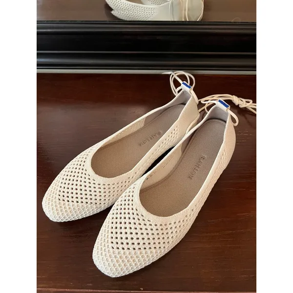 Rothy's Ballet Flats Women 10.5 Vanilla The Wrap Ankle Tie Sustainable Knit Shoe - Image 2