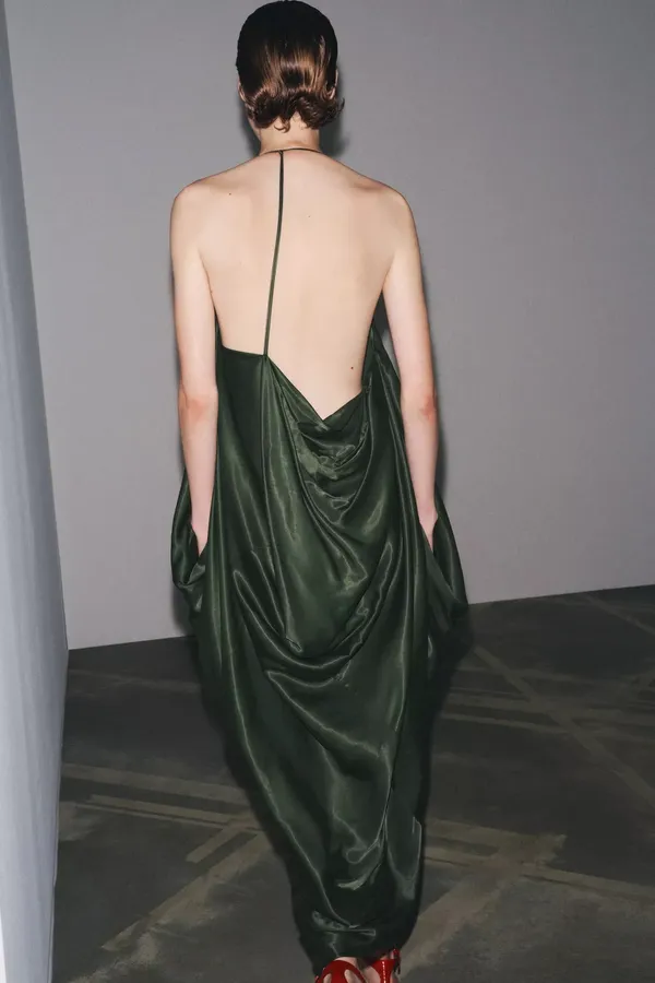 Zara Elegant Green One-Shoulder asymmetric maxi Dress evening party - Image 14