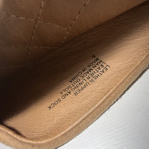 Birdies Pointed Toe Swan Quilted Insole Flat Mule Golden Tan Suede Shoes Size 8‎ - Image 8
