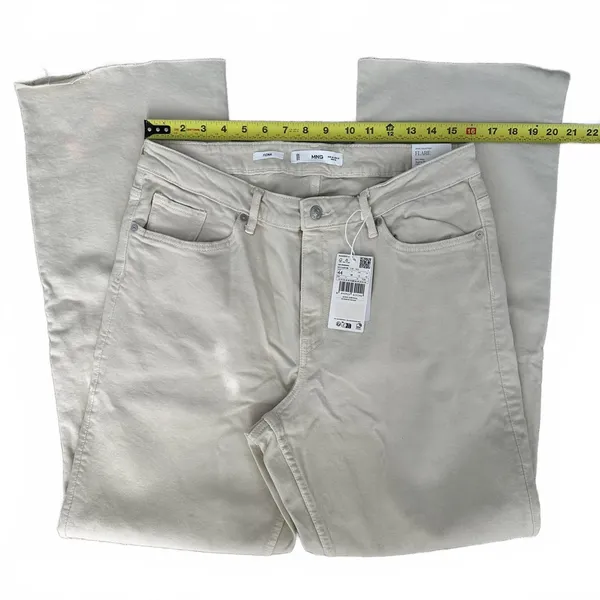 Mango Medium-Rise Flared Jeans NWT Fiona Ecru Size 12 (EUR 44) - Image 2