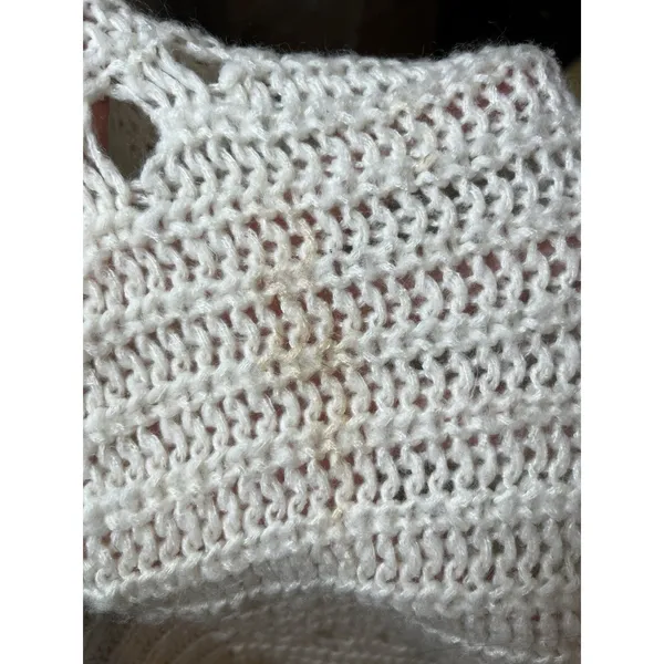 American Eagle Crochet Knit Sweater XL Cream Chunky Textured Open Weave - Image 5
