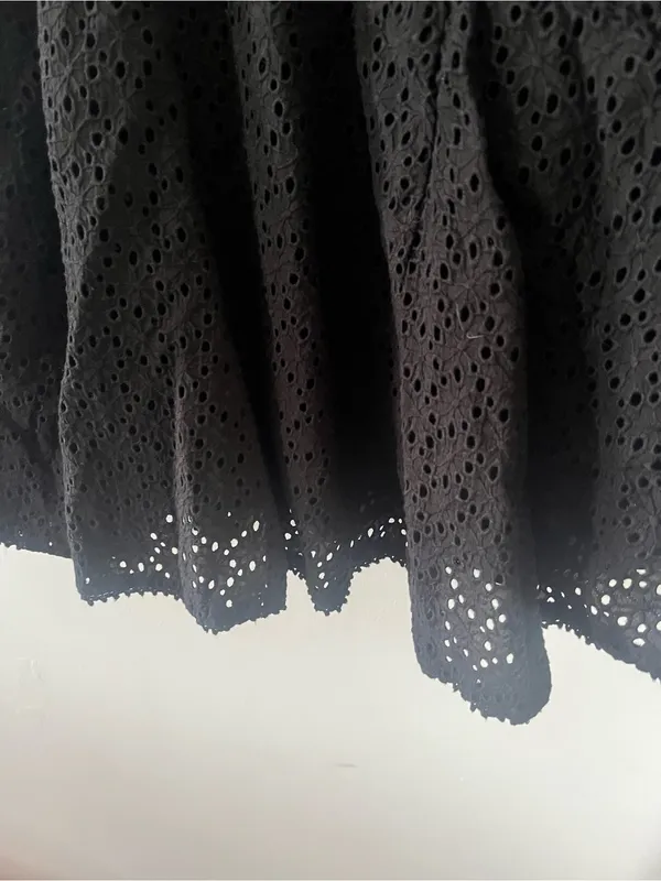 100% Cotton Black Eyelet Midi Skirt XL Romantic Cottagecore Modest Flowy Capsule - Image 4