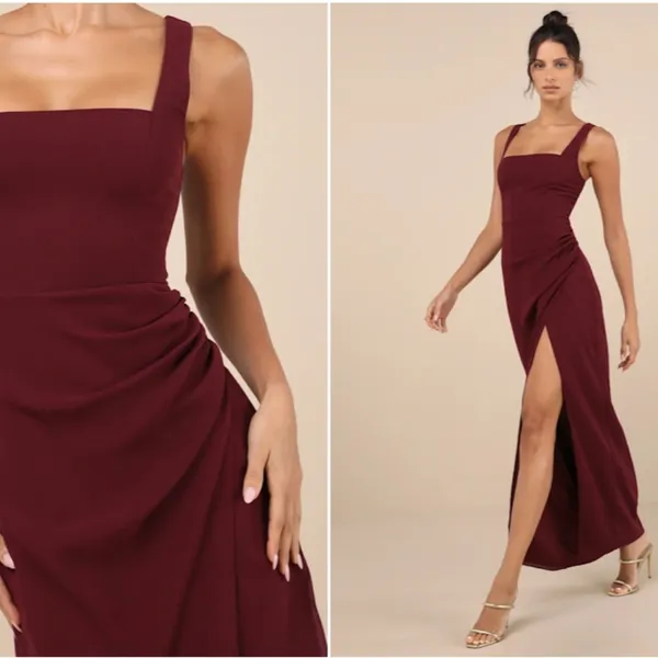 LULUS Sexy Prom Wedding Bridesmaid Romantic Flowy Elegant Chiffon Maxi Dress - Image 3