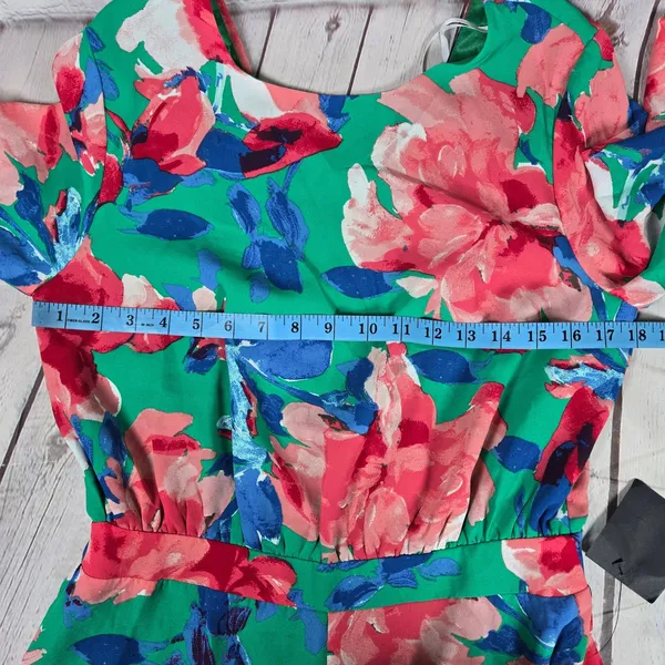 Lulu's Sweetest‎ Song Green Floral Print Backless Long Sleeve Romper M NEW - Image 6