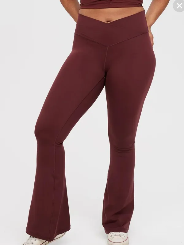 Aerie Crossover Flared Leggings Royal Berry - Image 3