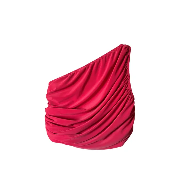 Norma Kamali‎ One Shoulder Diana Crop Top S Pink Ruched Draped Glam Barbiecore - Image 4