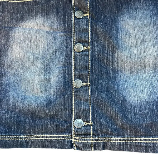 Earl Jean Denim Mini Skirt Dark Wash Distressed Y2K Western 90's Hippie Size 4 - Image 6