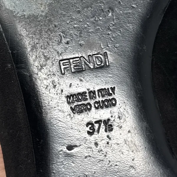 FENDI Vintage Jewel Suede Leather Square Toe Ballerina Ballet Flat Shoe Y2K 37.5 - Image 12