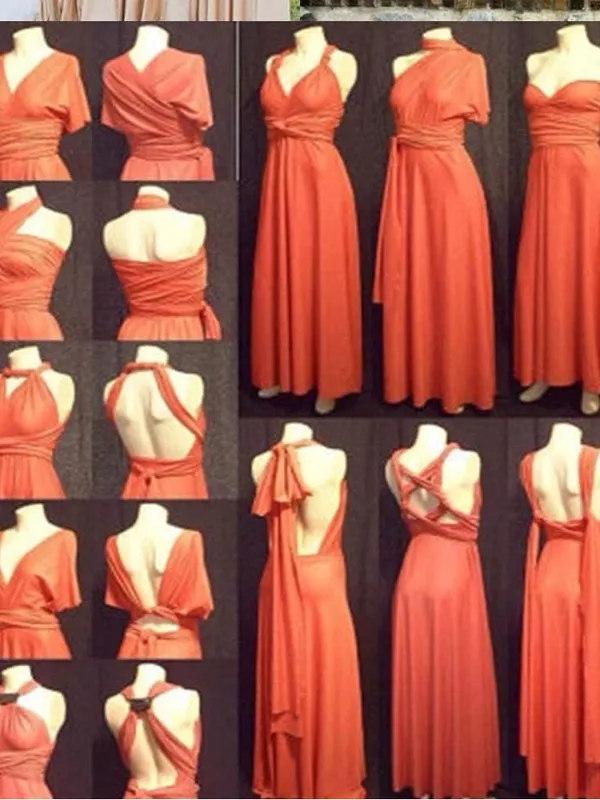 Halter Convertible Multi Way Spaghetti Strap Wedding Cocktail Maxi Gown Pink Size XL - Image 2