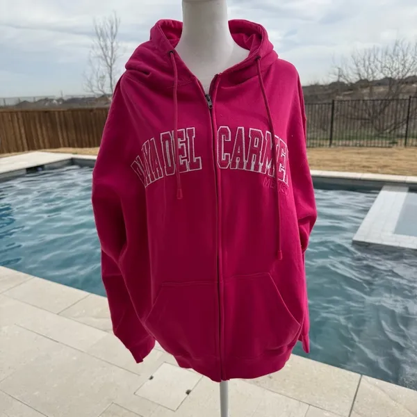 Playa Del Carmen Pink Zip-Up Hoodie with Embroidered Logo Size XL - Image 2
