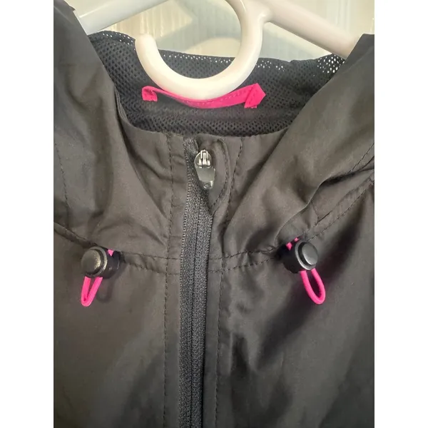 ASICS Jacket Women's Hooded Running Windbreaker Black Pink XS Full Zip NWOT - Image 5