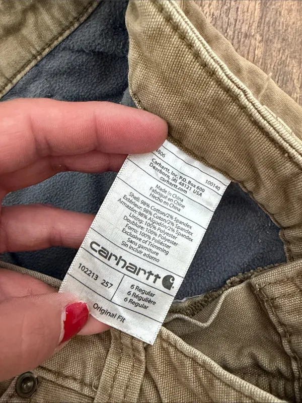 Carhartt women’s lined carpenter pants size 6 tan - Image 3