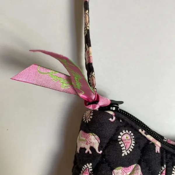 Vera Bradley Elephant Print Black Pink Purse Handbag‎ Paisley Vintage Shoulder - Image 2