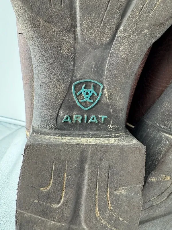 Ariat Cattle Drive Cowboy Boots Cowgirl Western Leather Brown/Teal Women's 8.5 B - Image 9