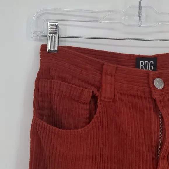 BDG Urban Outfitters Orange/Red Corduroy Straight Leg‎ Mid Rise Pant Size 25 - Image 5