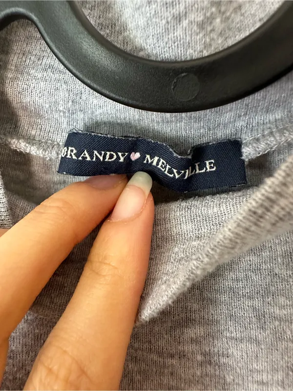 Brandy Melville light grey Cotton Relaxed Loose Fit Turtleneck Top Full Length - Image 4