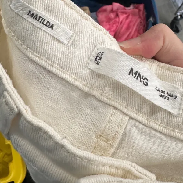 Mango Matilda Straight Leg Jeans Off White Cream High Waist Cotton Size 2 - Image 3