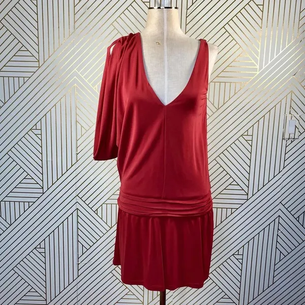 Haute Hippie Crimson Crush‎ Cowl Sleeve Mini Dress - Image 3