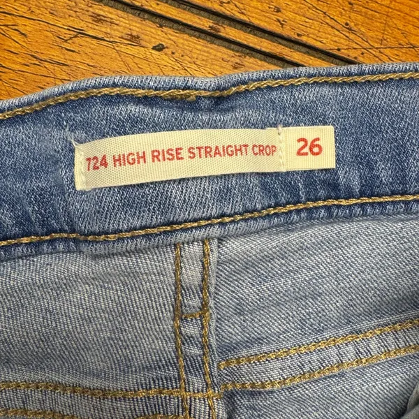 Levis 724 High Rise Straight Crop Jeans Womens 26 Medium Wash Blue‎ Denim - Image 4