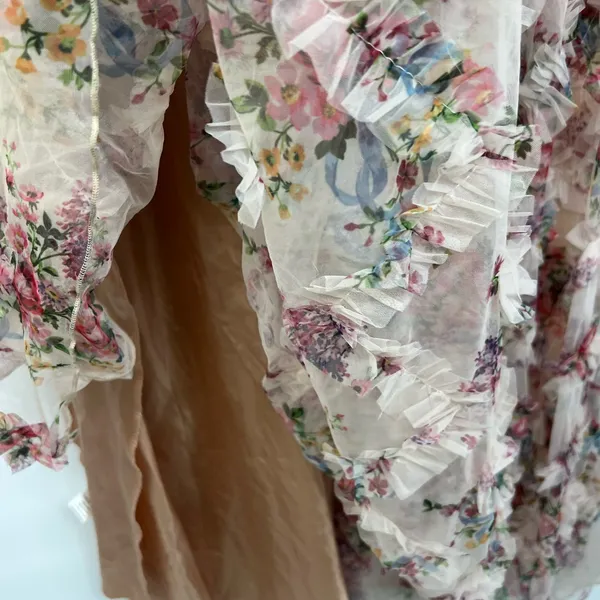 Floral Strapless Maxi Gown sheer lines lightweight - Image 5