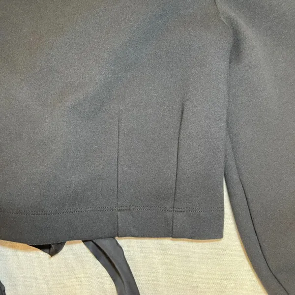 Maeve Anthropologie | Black Tie-Back Ponte Pullover Balloon Sleeve Top | Small - Image 8