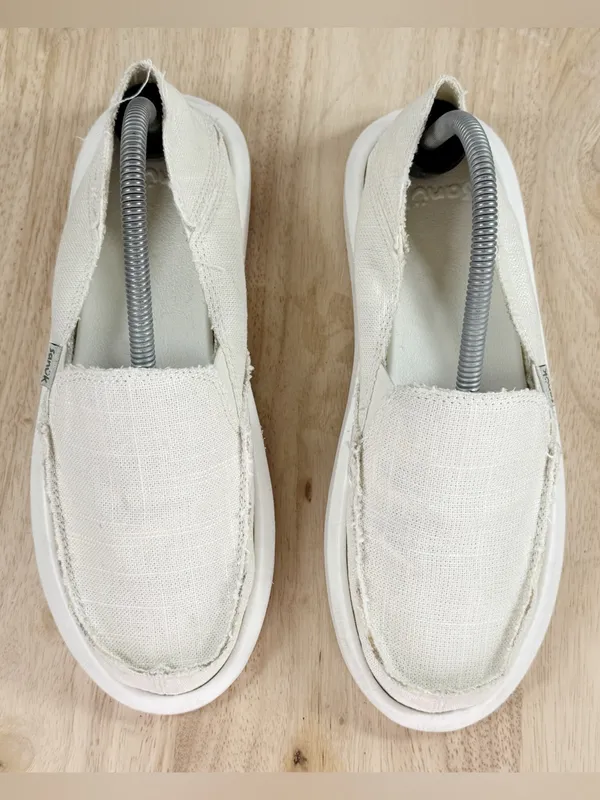 Sanuk Donna Soft Top Hemp Canvas Slip On Shoes Ivory Women Size 8 - Image 4