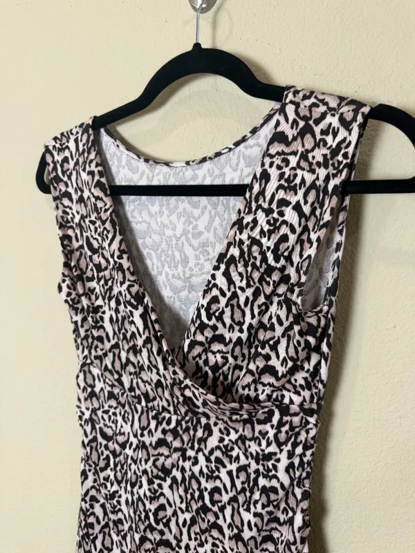 Diane Von Furstenberg DVF Jolene Leopard Bark Small Silk Jersey Dress Size Small - Image 3