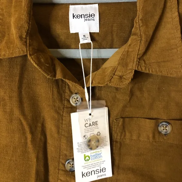 Kensie Corduroy Ribbed Button Front Shacket Jacket Brown Size‎ Small - Image 3