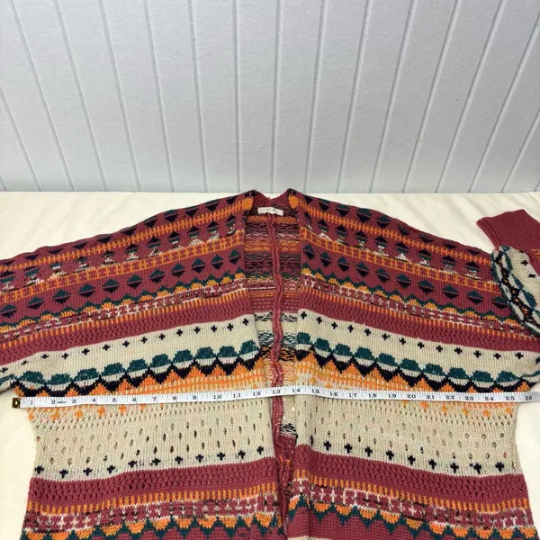 Easel Multicolor Oversize‎ Patterned Boho knit cardigan Size S - Image 4