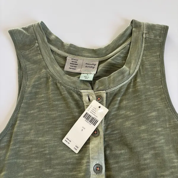 Anthropologie Saturday Sunday Moss Green Sleeveless Button Up Casual Maxi Dress - Image 4