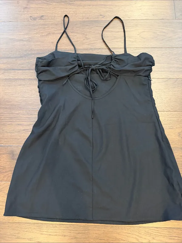 ZARA Woman Black Strappy Mini Dress Straight Neck Large - C30-109 - Image 9