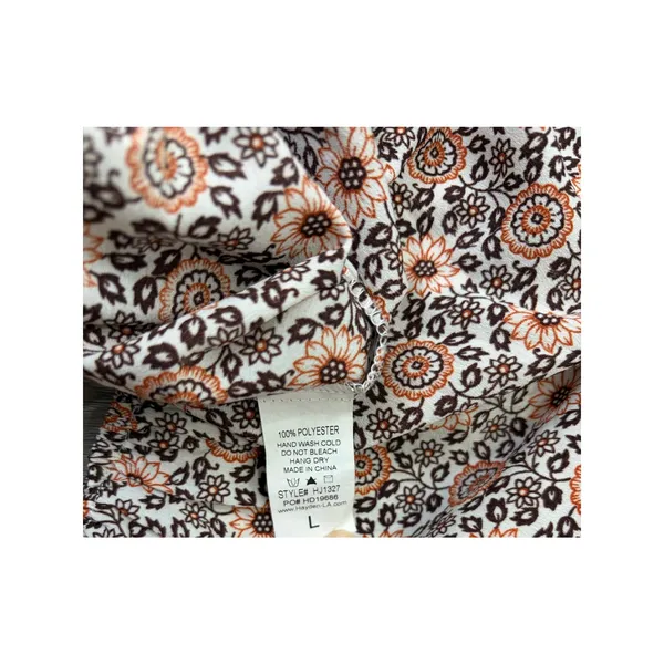 Hayden Smocked Floral Peplum Blouse Large Boho Puff Sleeve - Image 3