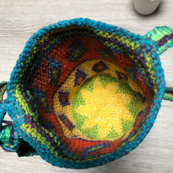 handmade knit crochet hippie boho crossbody bag - Image 5