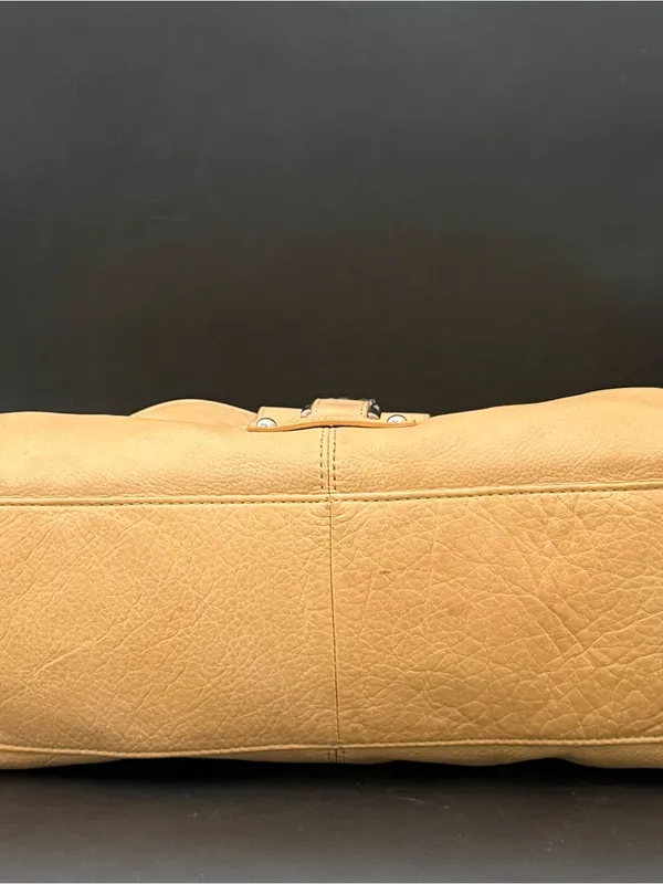 B. MAKOWSKY Beige Tan Pebbled Leather Chain Strap Tote Shoulder Bag - Image 6