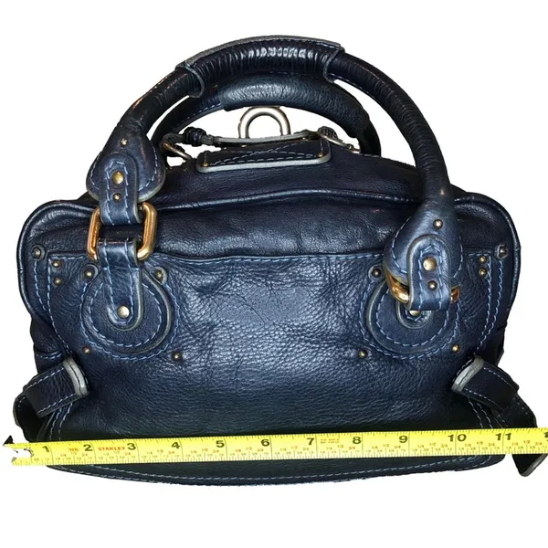 CHLOE Paddington Navy Blue Leather Tote Hand Bag w/ Padlock - Image 9