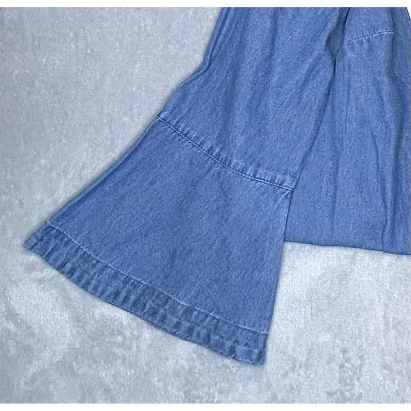 Draper James NWOT Chambray Ruffle Shift Dress Blue Denim 3/4 Bell Sleeve SZ Z SZ - Image 5