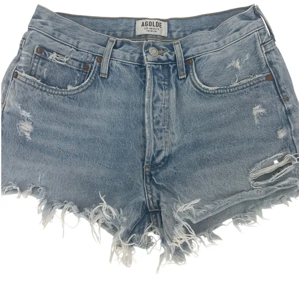 AGOLDE Parker‎ Retro Cut-Off Shorts Swapmeet Distressed Denim Shorts Size 27 - Image 4