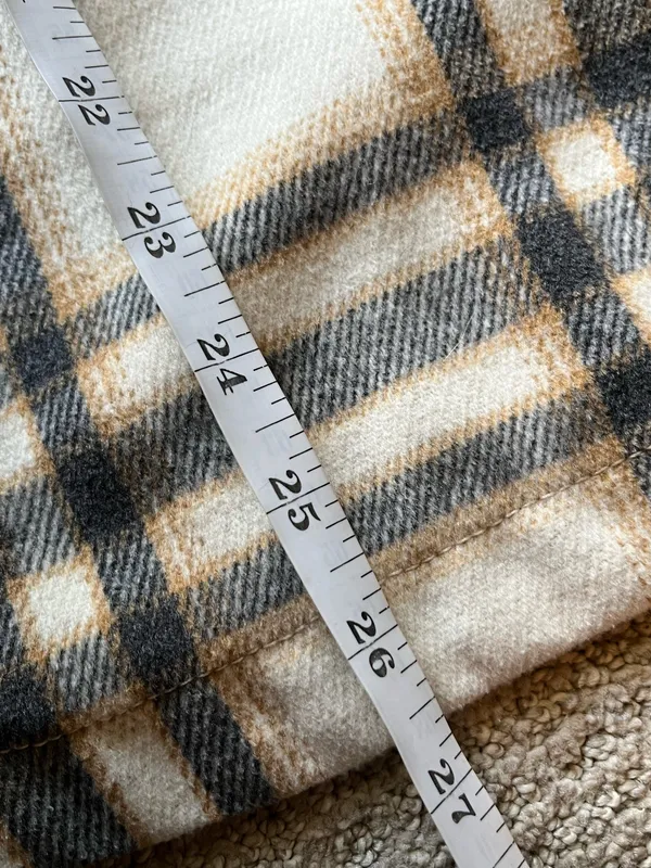 Old Navy Neutral Plaid Shirt Jacket Shacket Cream Tan Women’s Small - Image 8