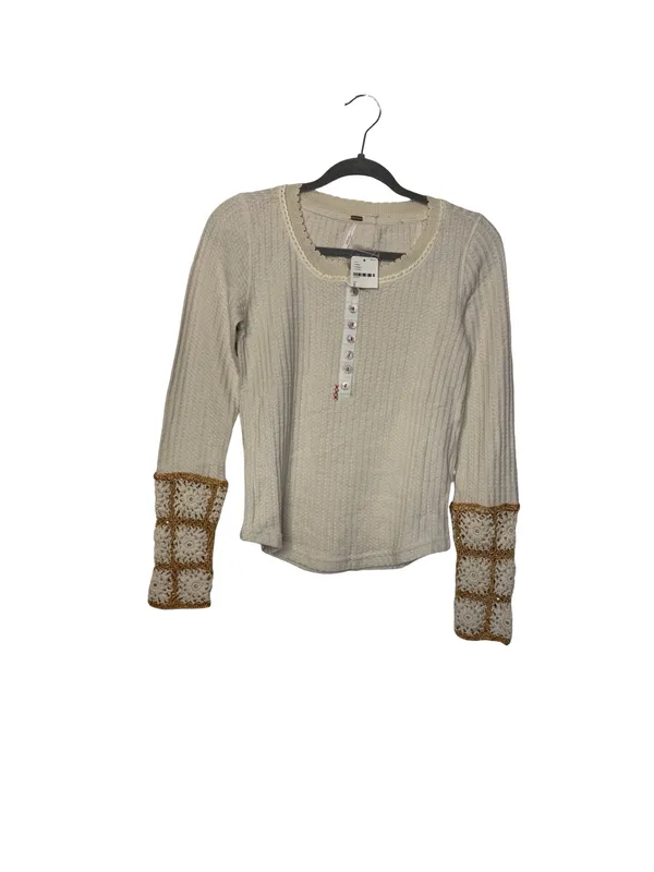 ✨🤍 NWT Free People Mistletoe Waffle Thermal Crochet Cuff Top‎ S 🤍✨ - Image 2