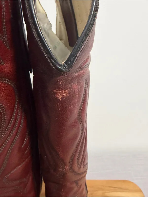 Capezio Vintage Women's Embroidered Red Stack Heel Leather Boot Size 5 #267022 - Image 4