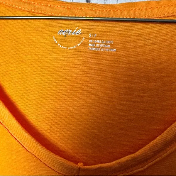 Aerie Oversized Short Sleeve Casual Style Bright Orange V-Neck T-Shirt Sz S - Image 8